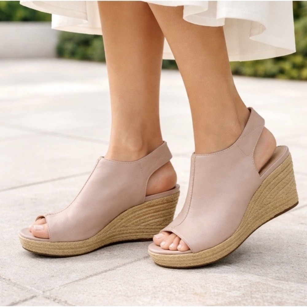 Geox Respira BlushPink Wedge Espadrille Sandals Peep Toe‎ EU 39.5 US 8.5/9